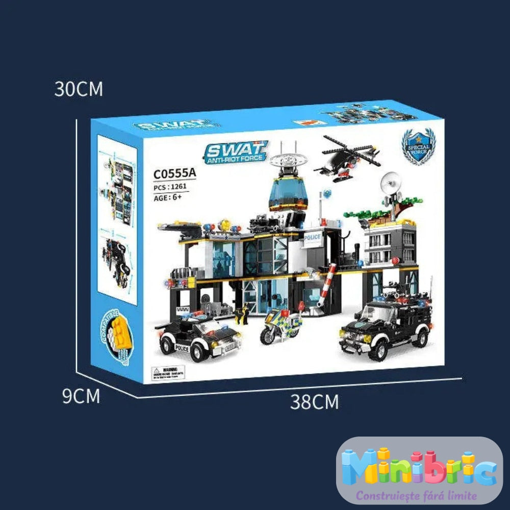 Set de Constructie cu Piese Tip Blocuri Constructie MiniBric Swat Police Station