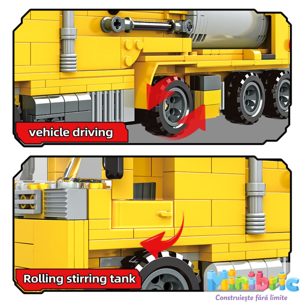 Set de Constructie cu Piese Tip Blocuri Constructie MiniBric Concrete Mixer Truck