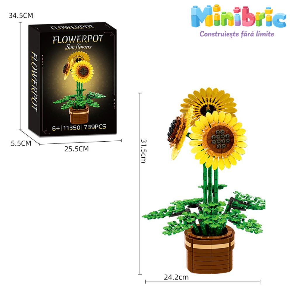 Set de Constructie cu Piese Tip Blocuri Constructie MiniBric Sun Flower