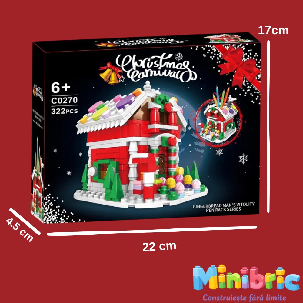 Set de Constructie cu Piese Tip Blocuri Constructie MiniBric Casa de Turta Dulce
