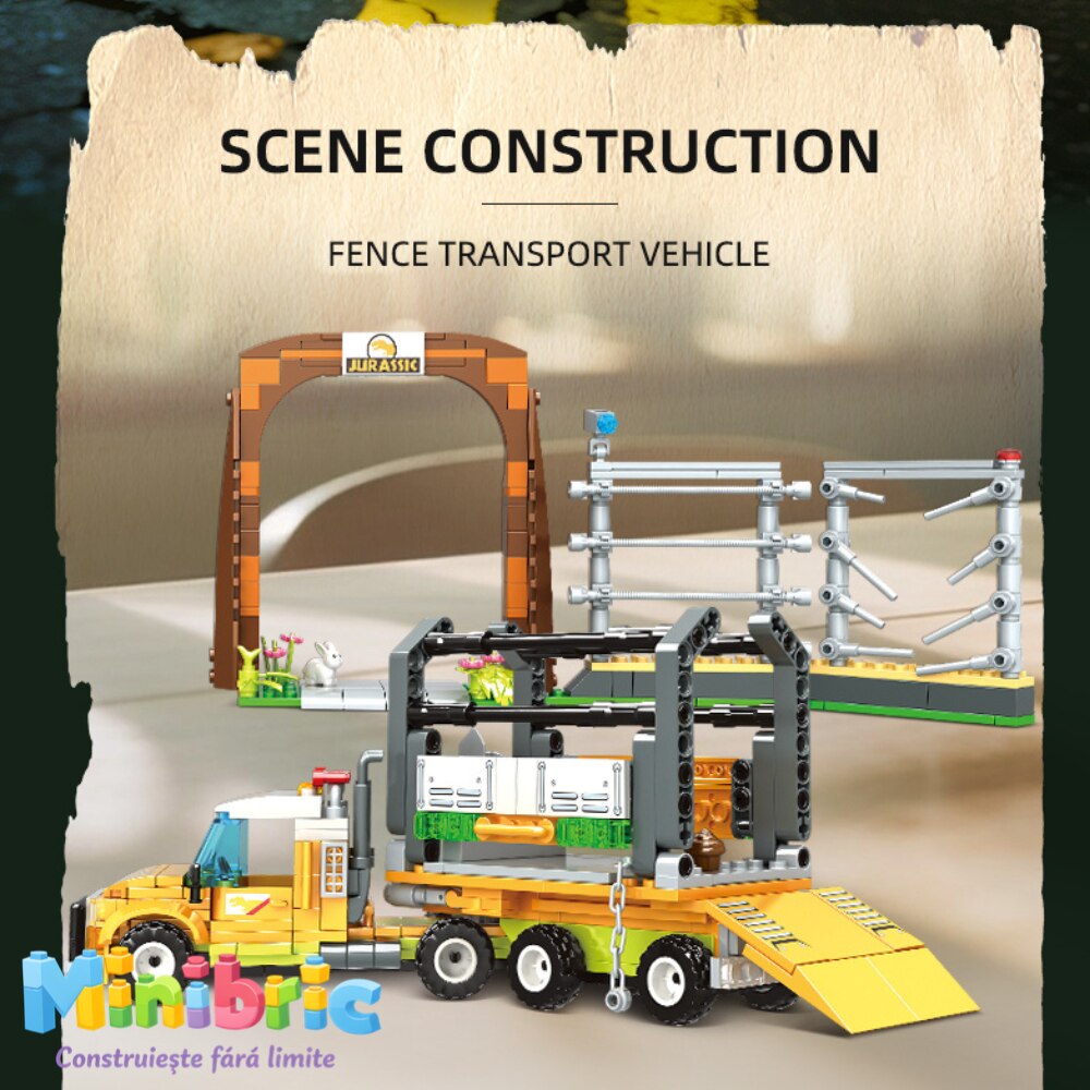 Set de Constructie cu Piese Tip Blocuri Jucarie Constructie MiniBric Dino World
