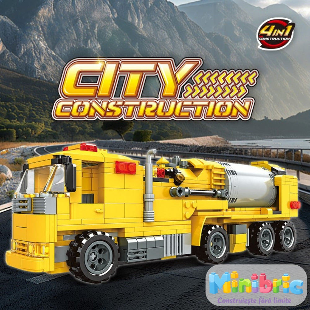 Set de Constructie cu Piese Tip Blocuri Constructie MiniBric Concrete Mixer Truck