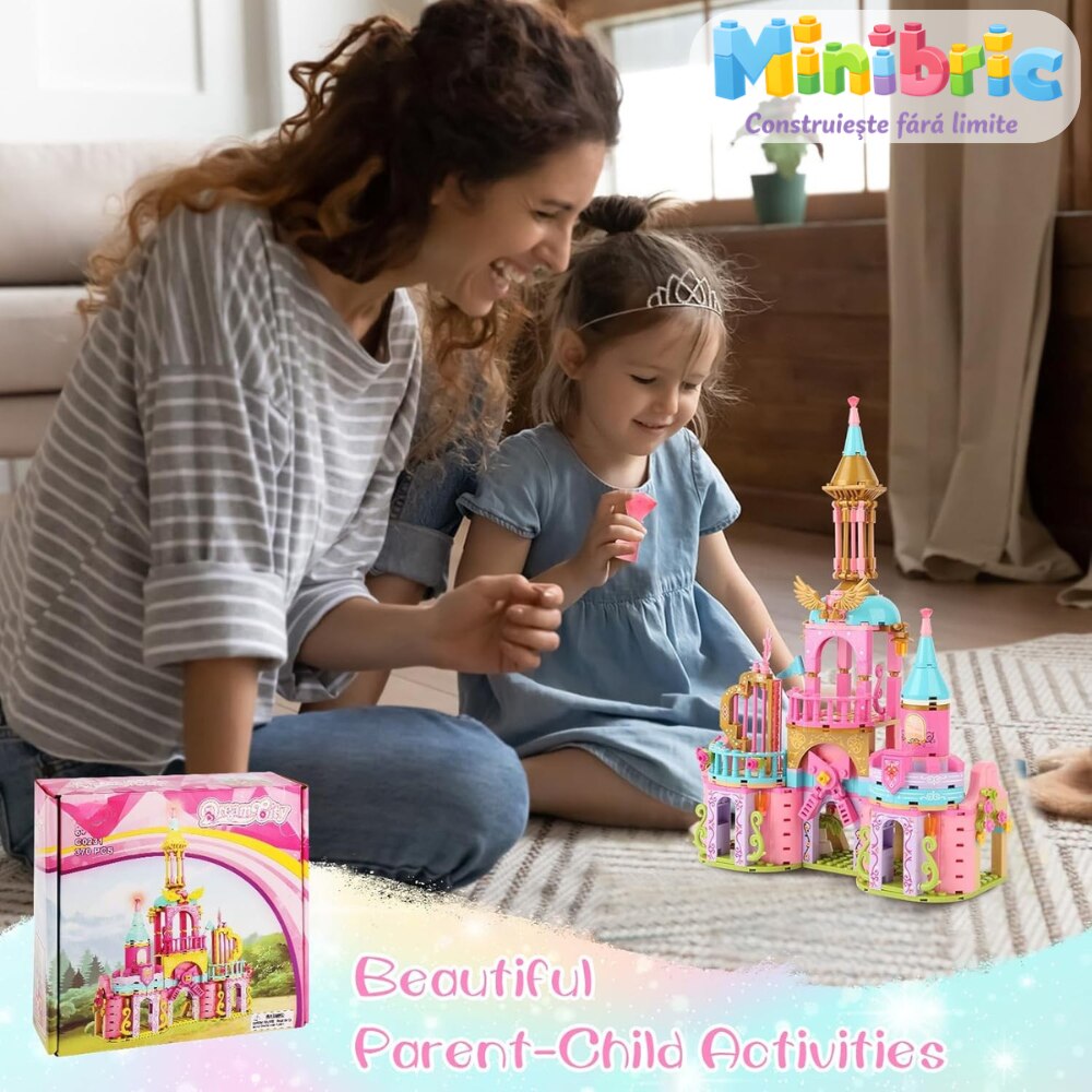 Set de Constructie cu Piese Tip Blocuri Jucarie Constructie MiniBric Princess Castle