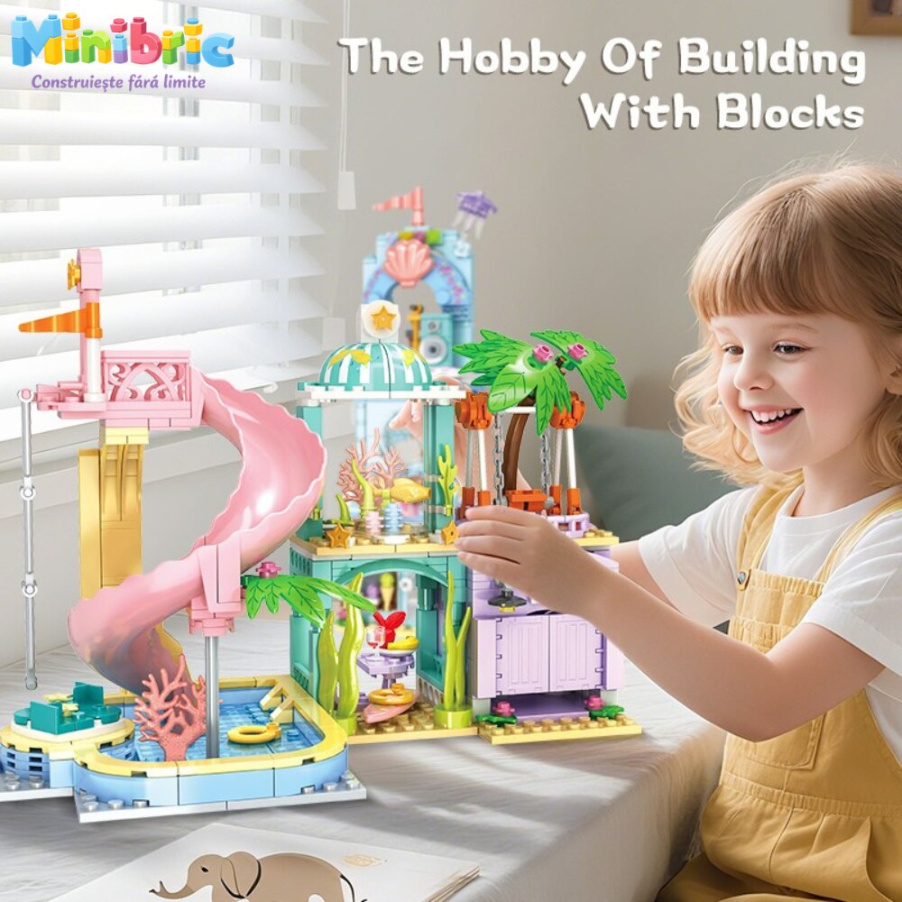 Set de Constructie cu Piese Tip Blocuri Constructie MiniBric Carnival Beach