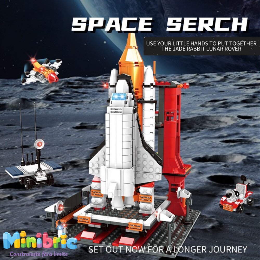 Set de Constructie cu Piese Tip Blocuri Constructie MiniBric Spacecraft Lunch Station