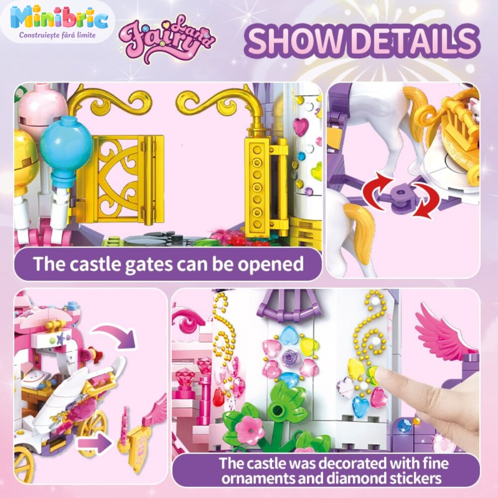 Set de Constructie cu Piese Tip Blocuri Jucarie Constructie MiniBric Royals Party