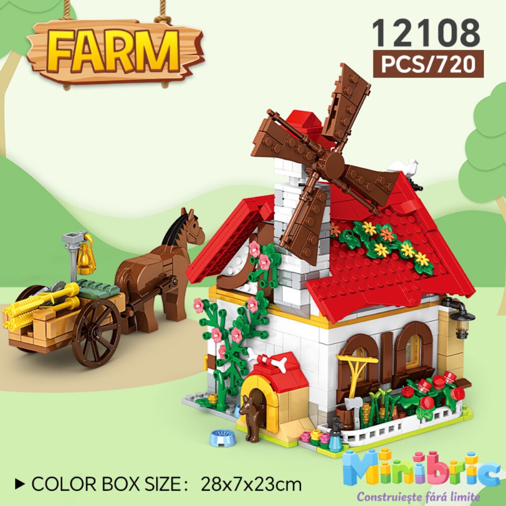 Set de Constructie cu Piese Tip Blocuri Constructie MiniBric The Granary