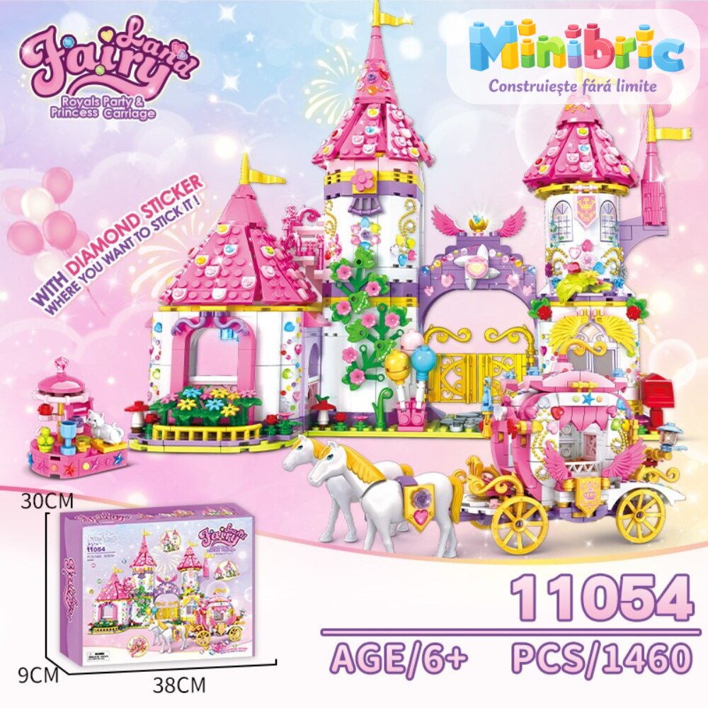 Set de Constructie cu Piese Tip Blocuri Jucarie Constructie MiniBric Royals Party
