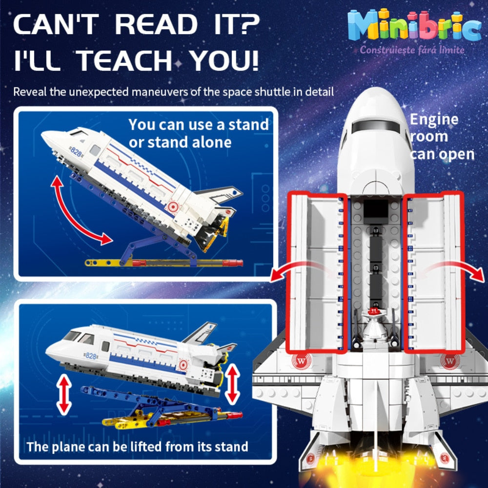 Set de Constructie cu Piese Tip Blocuri Constructie MiniBric Spacecraft X-378