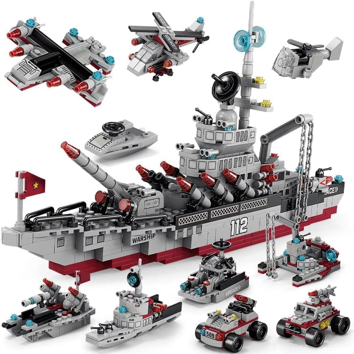 Set de Constructie, 554 Piese, 8 in 1 NavalForge Minibric®