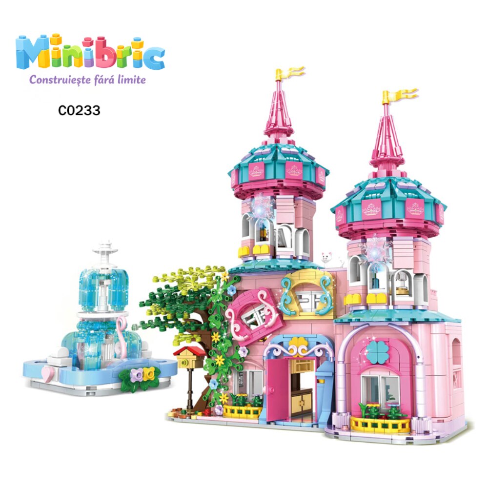 Set de Constructie cu Piese Tip Blocuri Jucarie Constructie MiniBric Fairy Castle