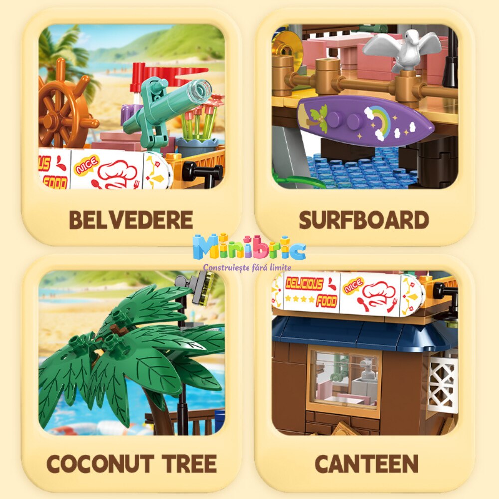 Set de Constructie cu Piese Tip Blocuri Constructie MiniBric Go Fishing Port