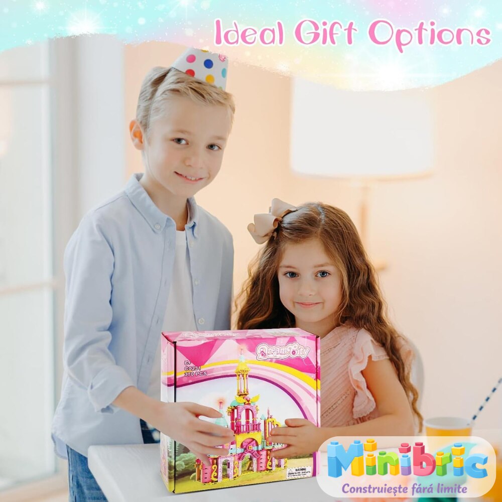 Set de Constructie cu Piese Tip Blocuri Jucarie Constructie MiniBric Princess Castle