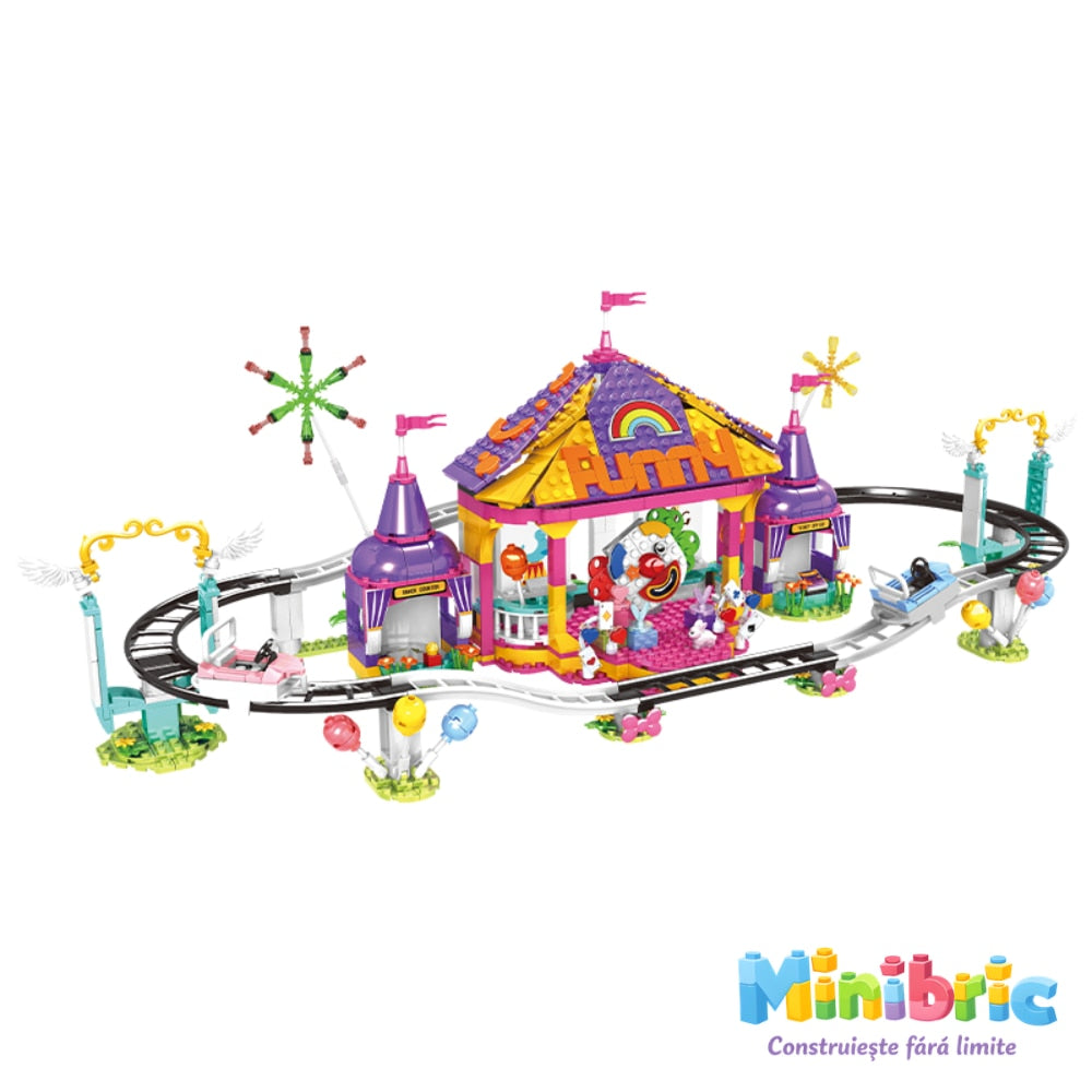 Set de Constructie cu Piese Tip Blocuri Jucarie Constructie MiniBric Circus Roller