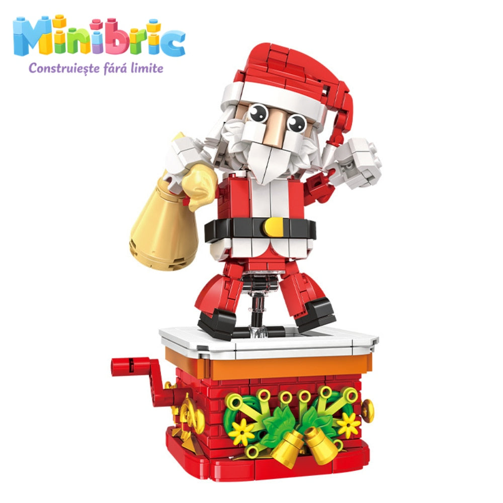 Set de Constructie cu Piese Tip Blocuri Constructie MiniBric Mos Craciun