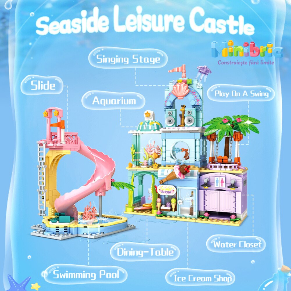 Set de Constructie cu Piese Tip Blocuri Constructie MiniBric Carnival Beach
