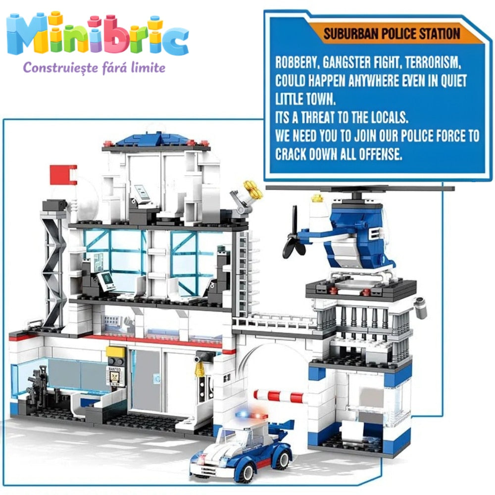 Set de Constructie cu Piese Tip Blocuri Constructie MiniBric Swat Station