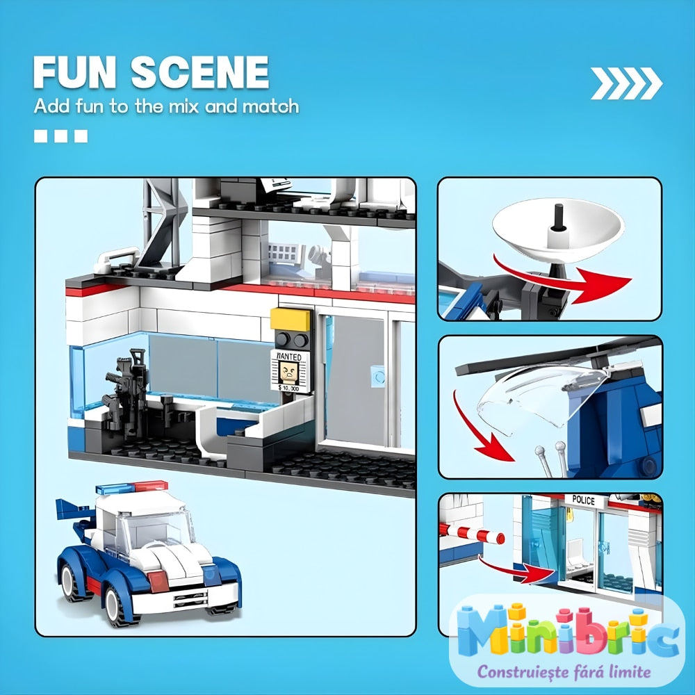 Set de Constructie cu Piese Tip Blocuri Constructie MiniBric Swat Station