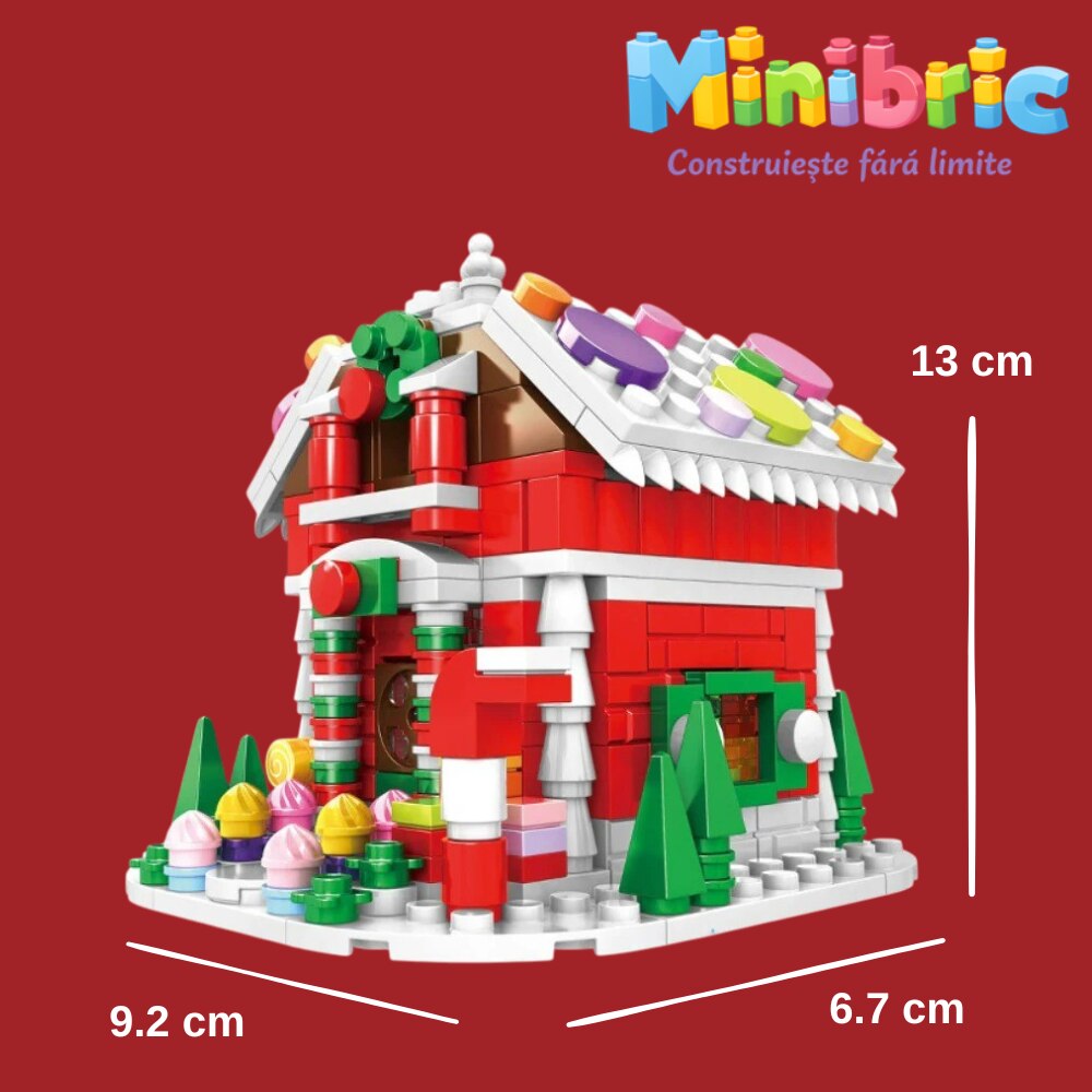 Set de Constructie cu Piese Tip Blocuri Constructie MiniBric Casa de Turta Dulce