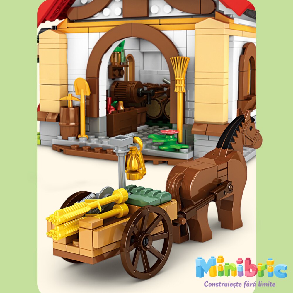 Set de Constructie cu Piese Tip Blocuri Constructie MiniBric The Granary