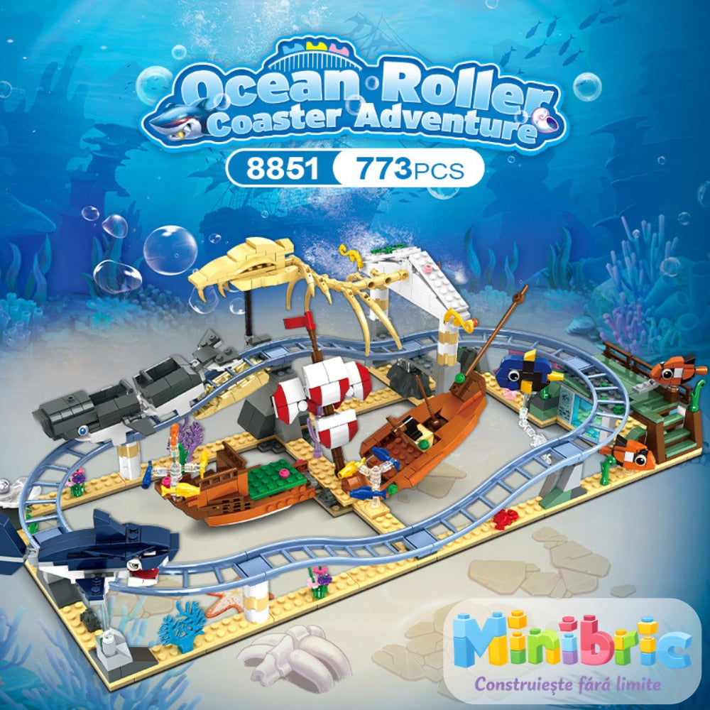 Set de Constructie cu Piese Tip Blocuri Constructie MiniBric Ocean Roller Coaster Adventure