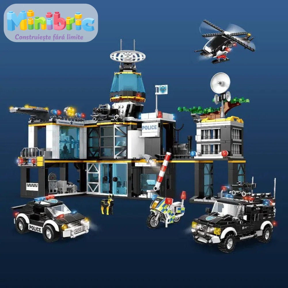 Set de Constructie cu Piese Tip Blocuri Constructie MiniBric Swat Police Station