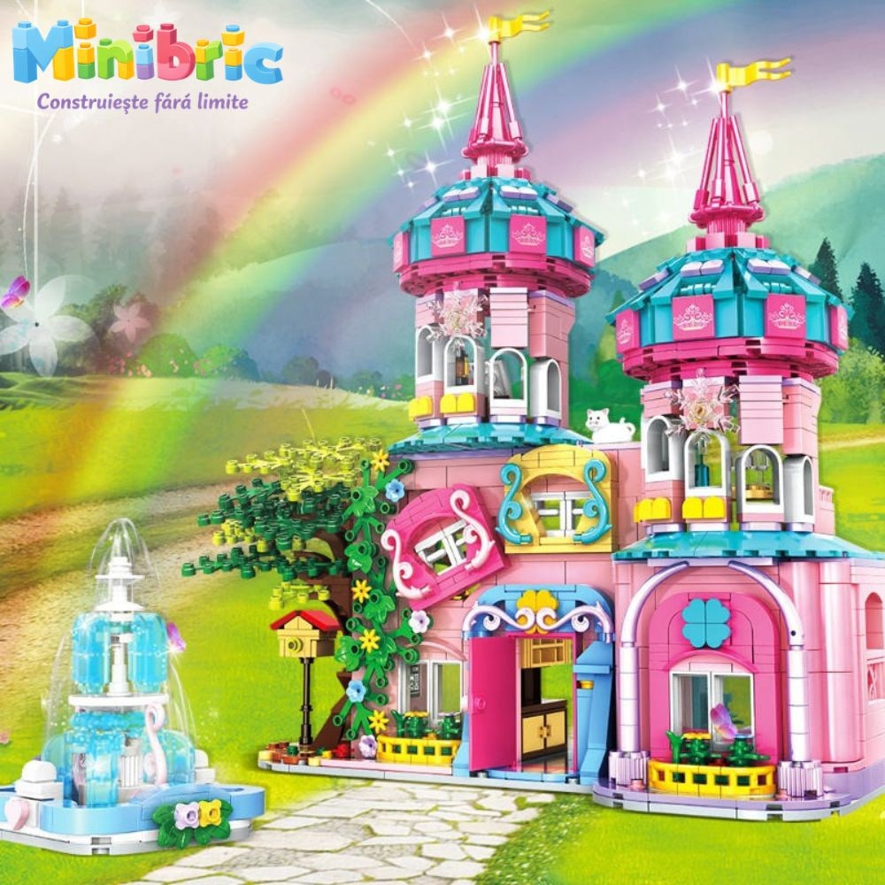 Set de Constructie cu Piese Tip Blocuri Jucarie Constructie MiniBric Fairy Castle