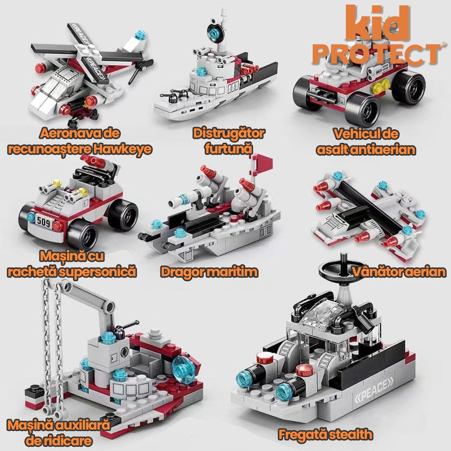 Set de Constructie, 554 Piese, 8 in 1 NavalForge Minibric®