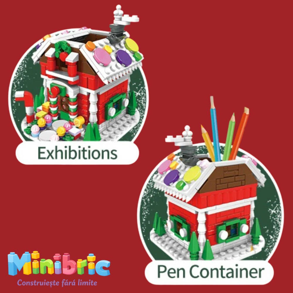 Set de Constructie cu Piese Tip Blocuri Constructie MiniBric Casa de Turta Dulce