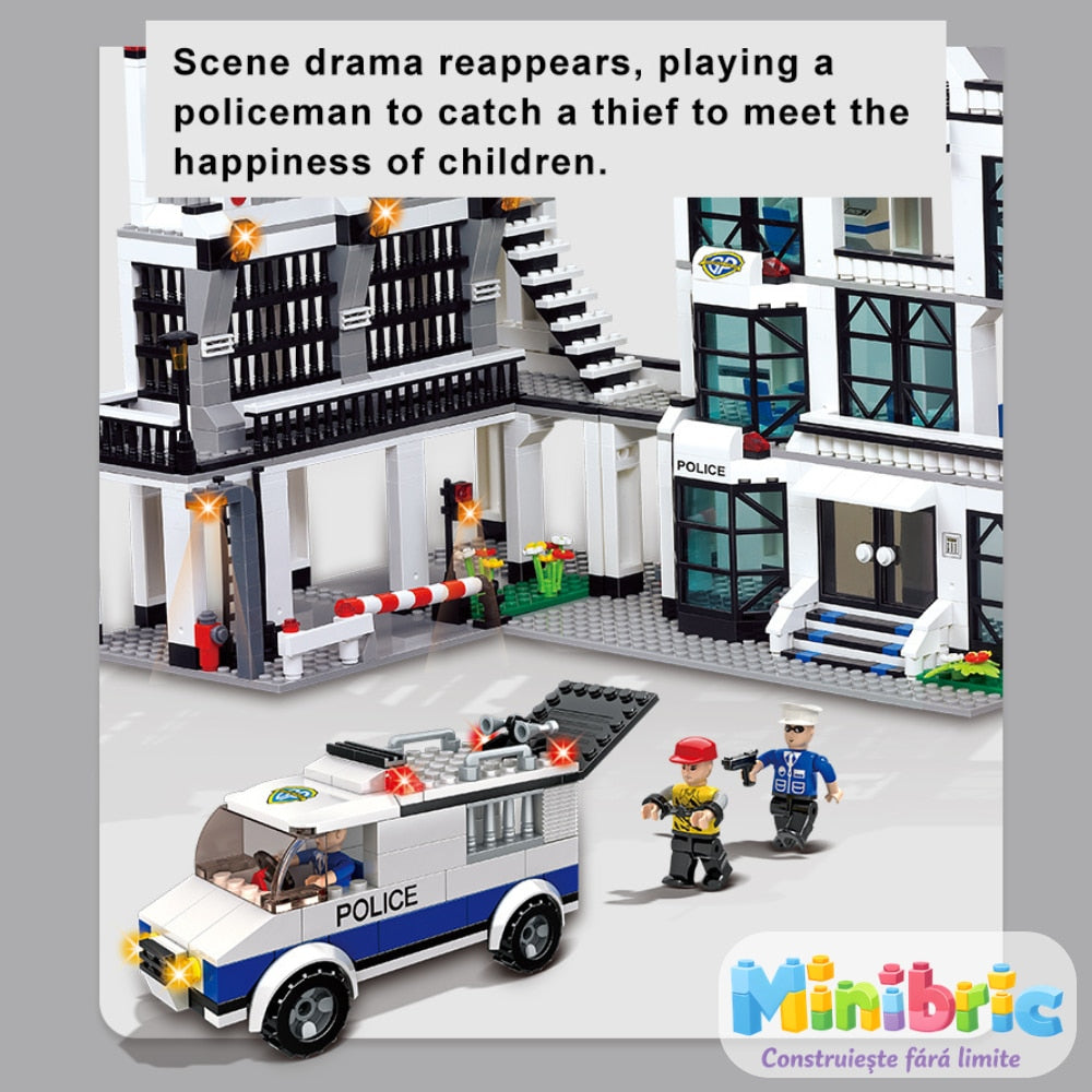 Set de Constructie cu Piese Tip Blocuri Constructie MiniBric Police Order