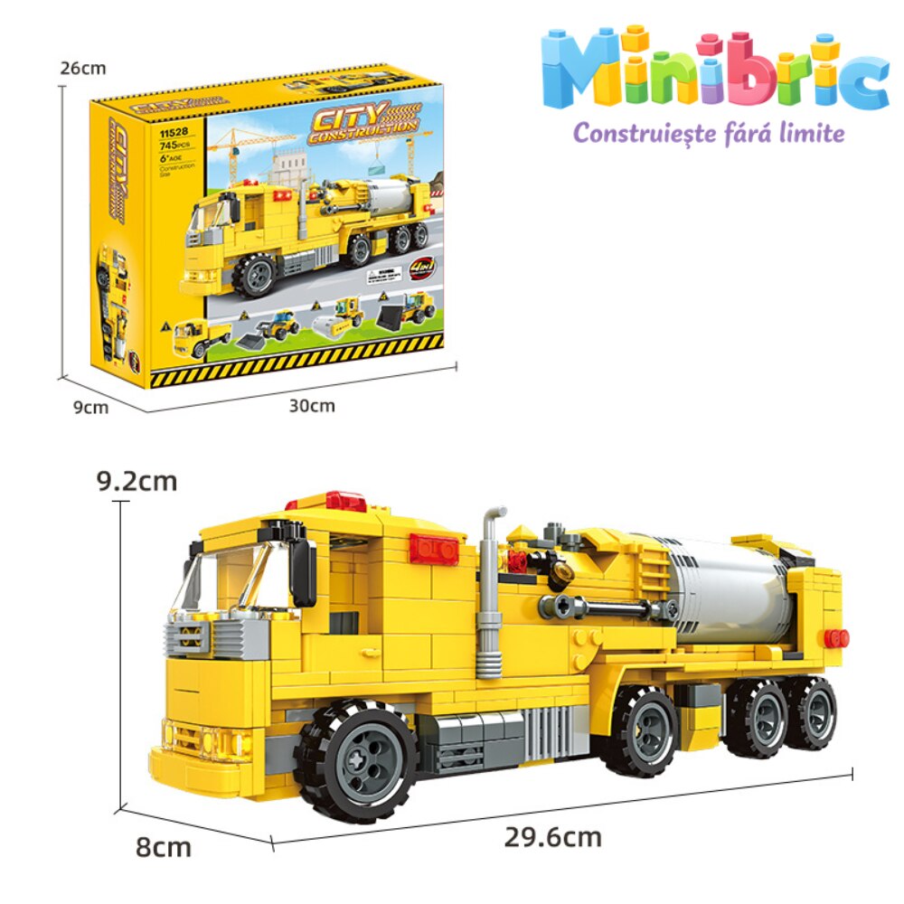 Set de Constructie cu Piese Tip Blocuri Constructie MiniBric Concrete Mixer Truck