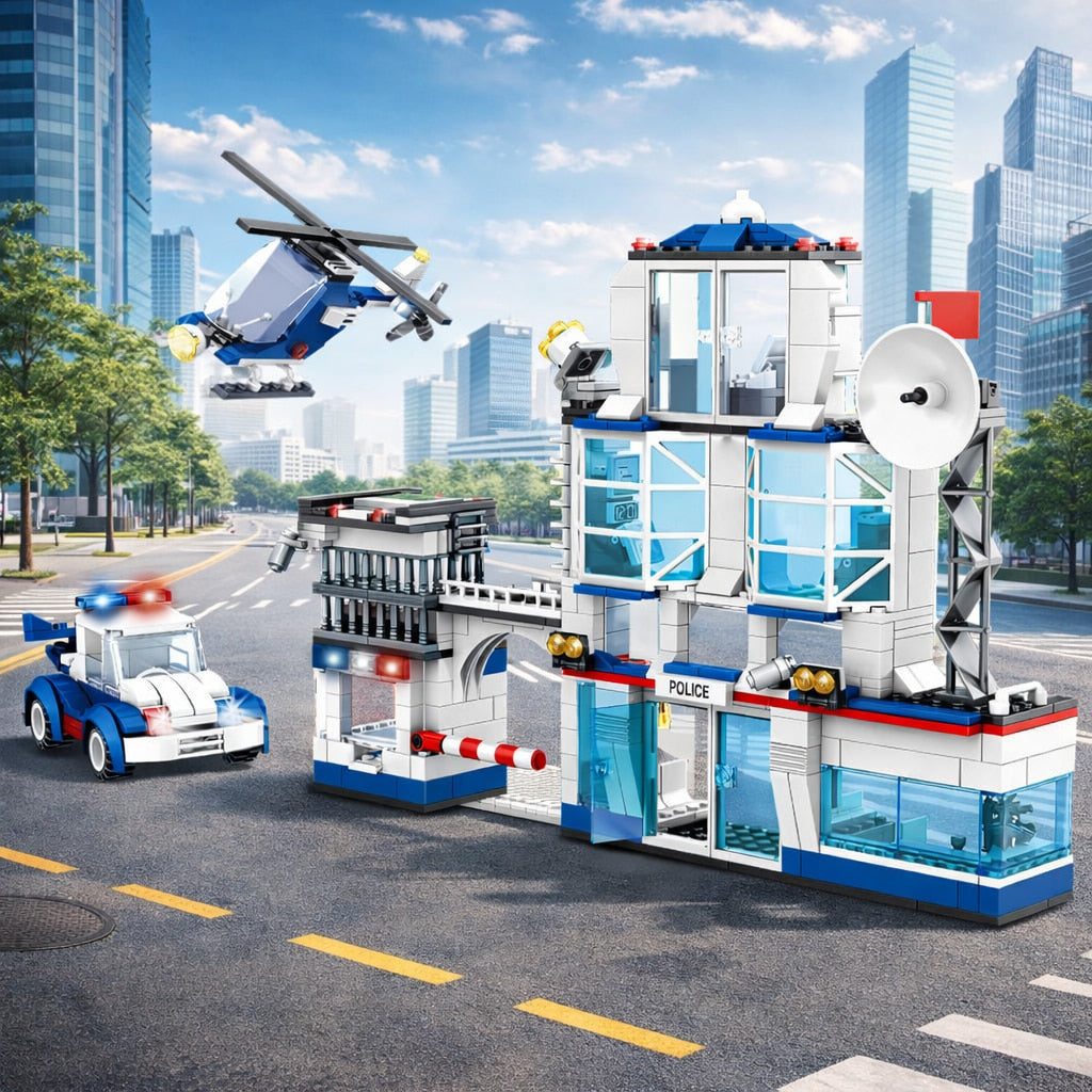 Set de Constructie cu Piese Tip Blocuri Constructie MiniBric Swat Station