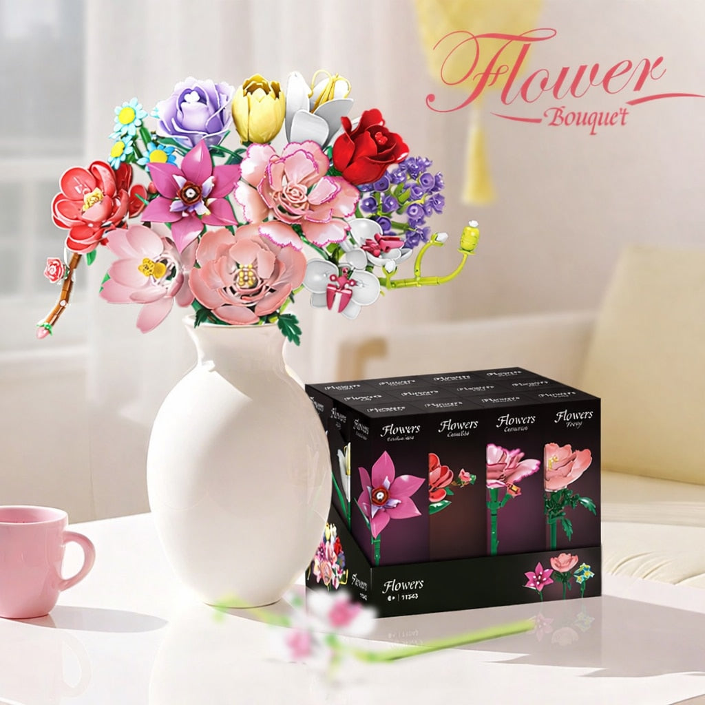 Set de Constructie cu Piese Tip Blocuri Constructie MiniBric Marquise Garden Bouquet