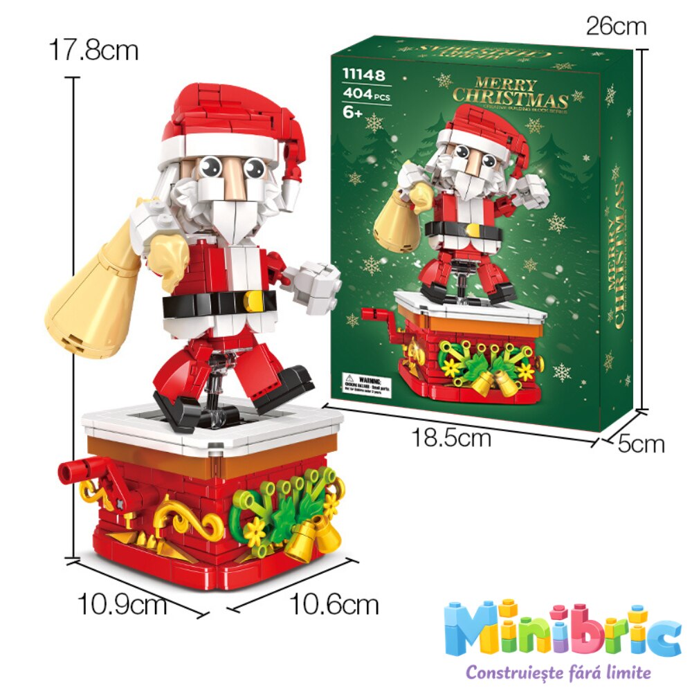 Set de Constructie cu Piese Tip Blocuri Constructie MiniBric Mos Craciun