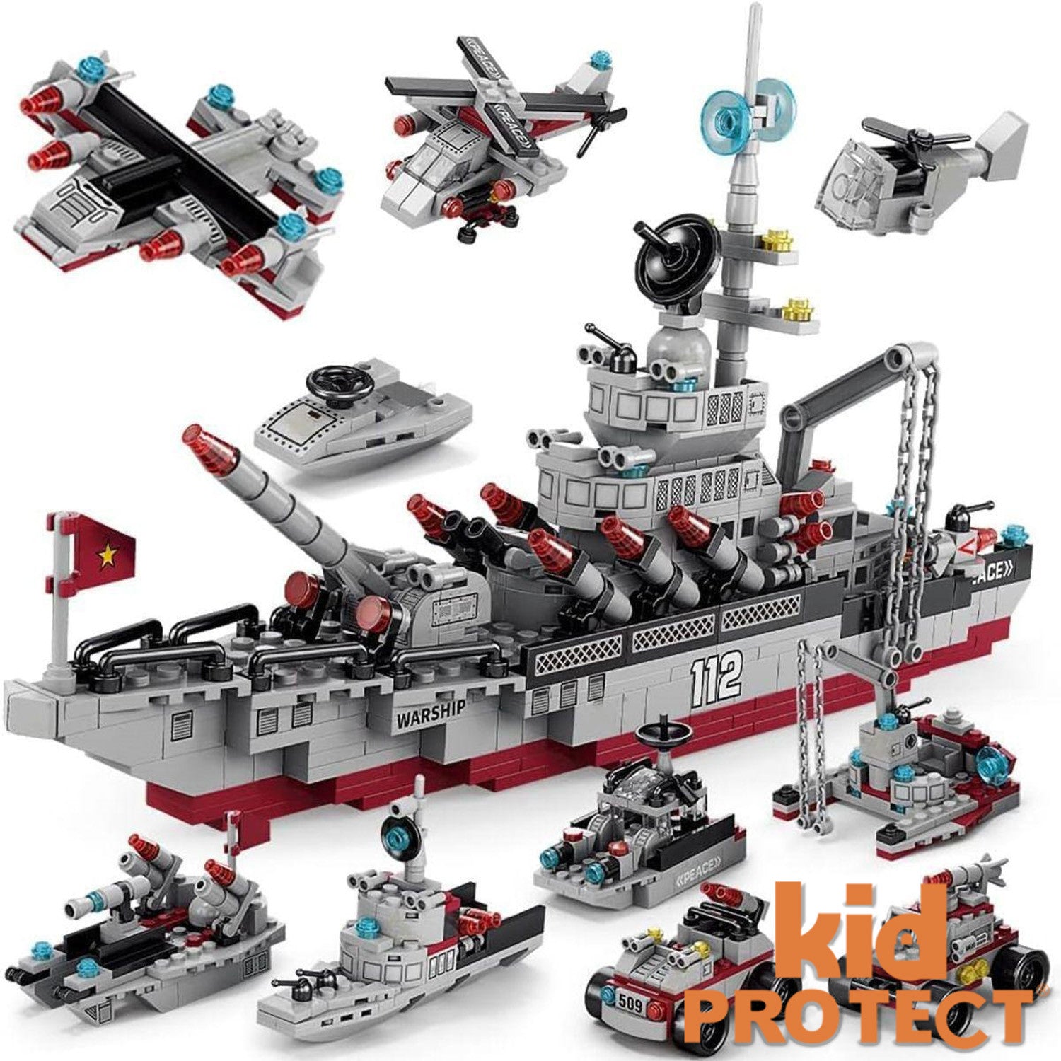 Set de Constructie, 554 Piese, 8 in 1 NavalForge Minibric®