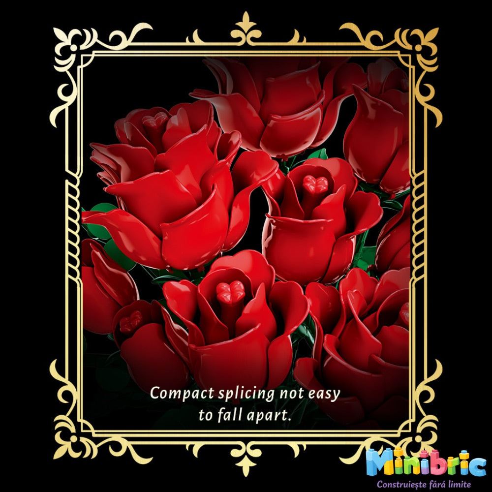 Set de Constructie cu Piese Tip Blocuri Constructie MiniBric Red Rose