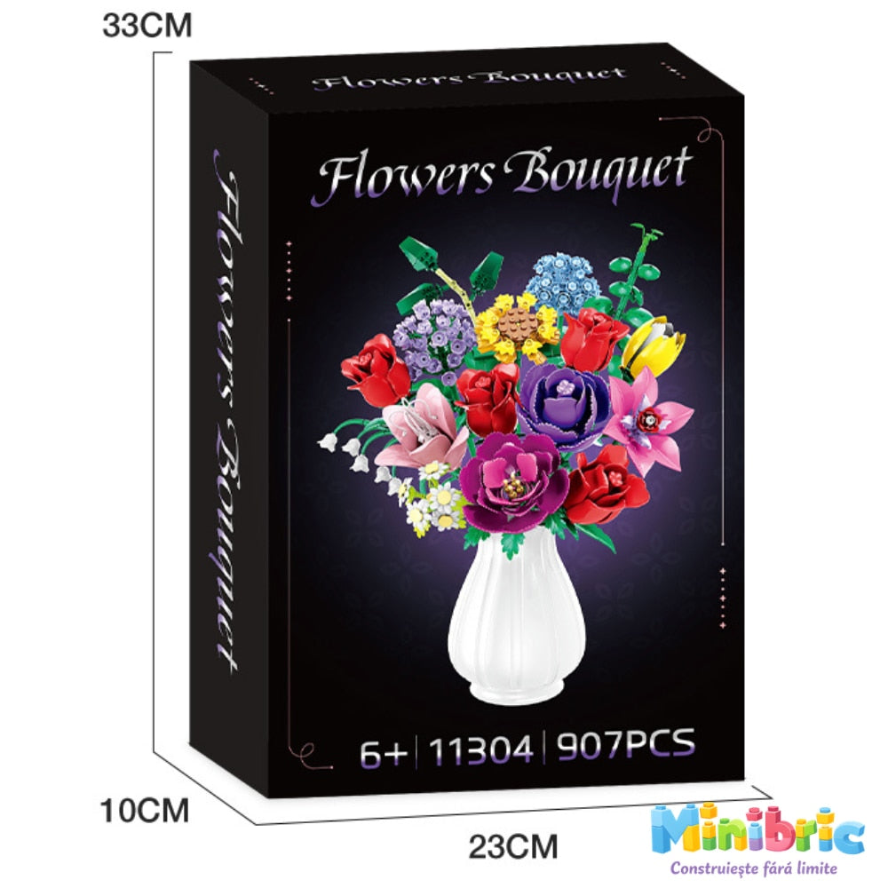 Set de Constructie cu Piese Tip Blocuri Constructie MiniBric Royal Garden Bouquet