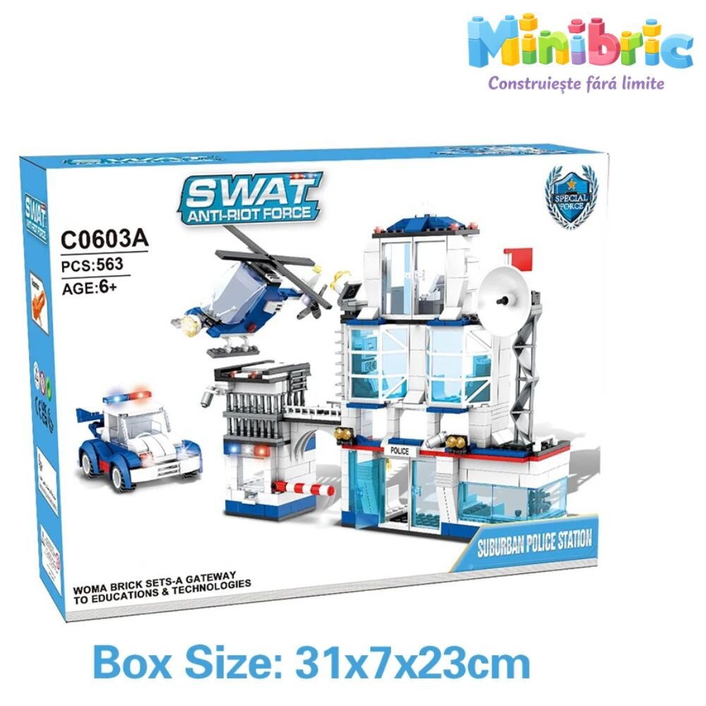 Set de Constructie cu Piese Tip Blocuri Constructie MiniBric Swat Station