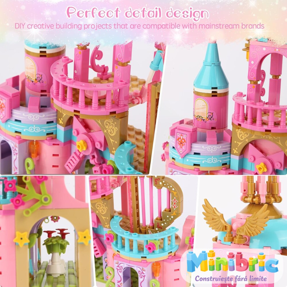 Set de Constructie cu Piese Tip Blocuri Jucarie Constructie MiniBric Princess Castle