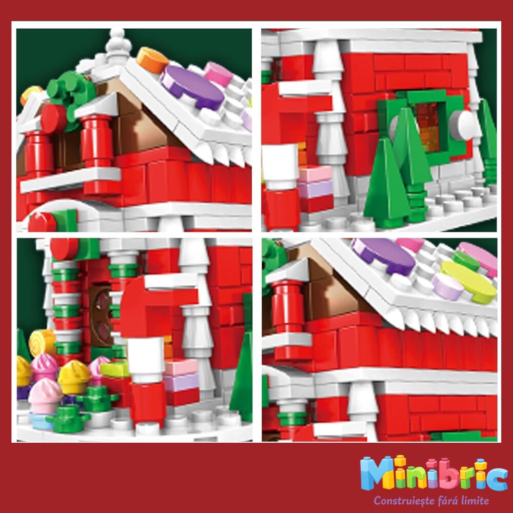 Set de Constructie cu Piese Tip Blocuri Constructie MiniBric Casa de Turta Dulce