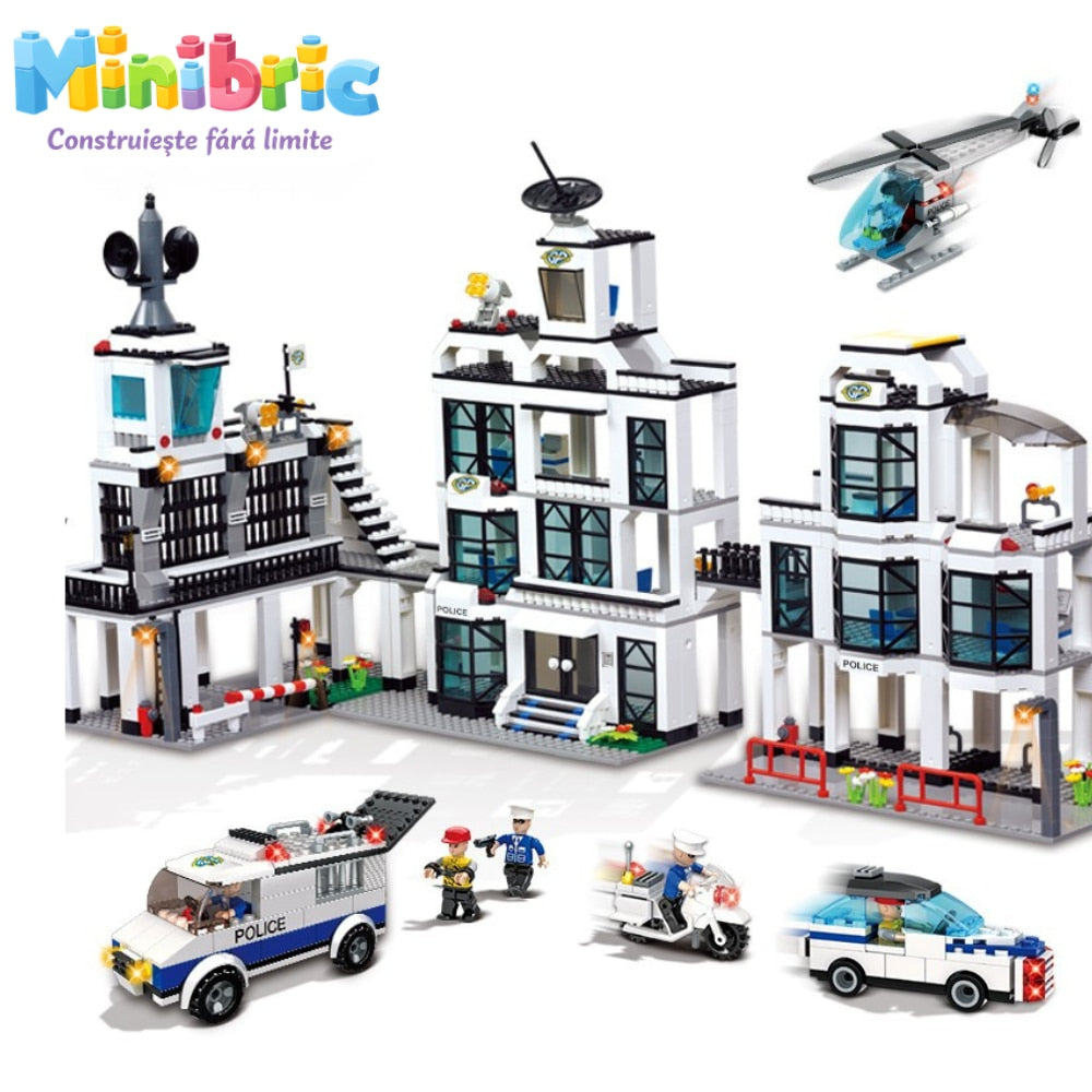 Set de Constructie cu Piese Tip Blocuri Constructie MiniBric Police Order
