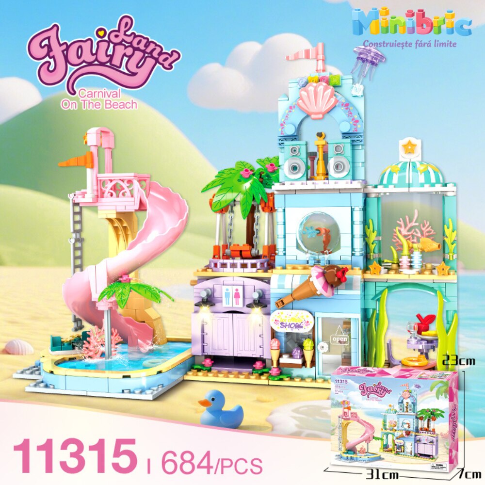 Set de Constructie cu Piese Tip Blocuri Constructie MiniBric Carnival Beach