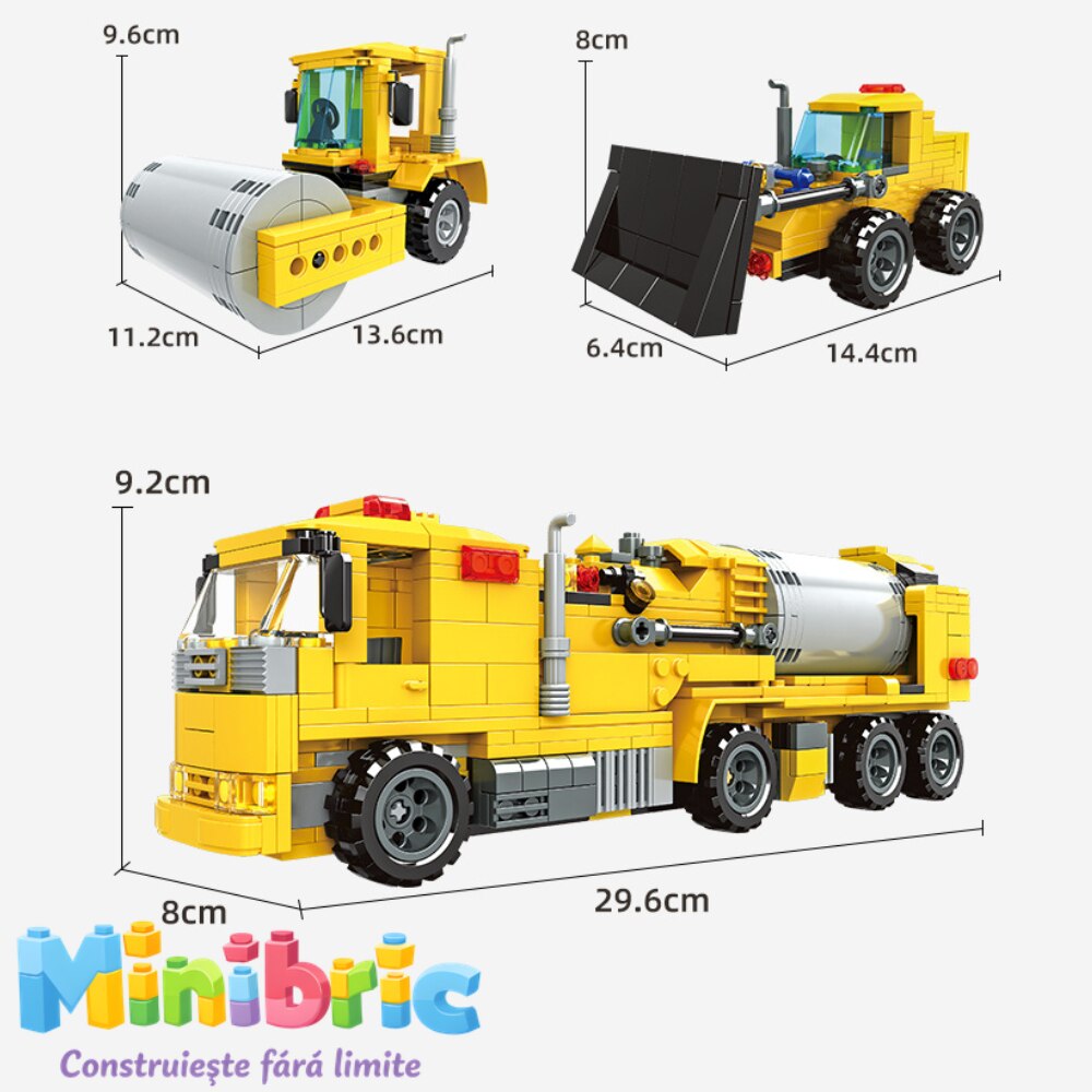 Set de Constructie cu Piese Tip Blocuri Constructie MiniBric Concrete Mixer Truck