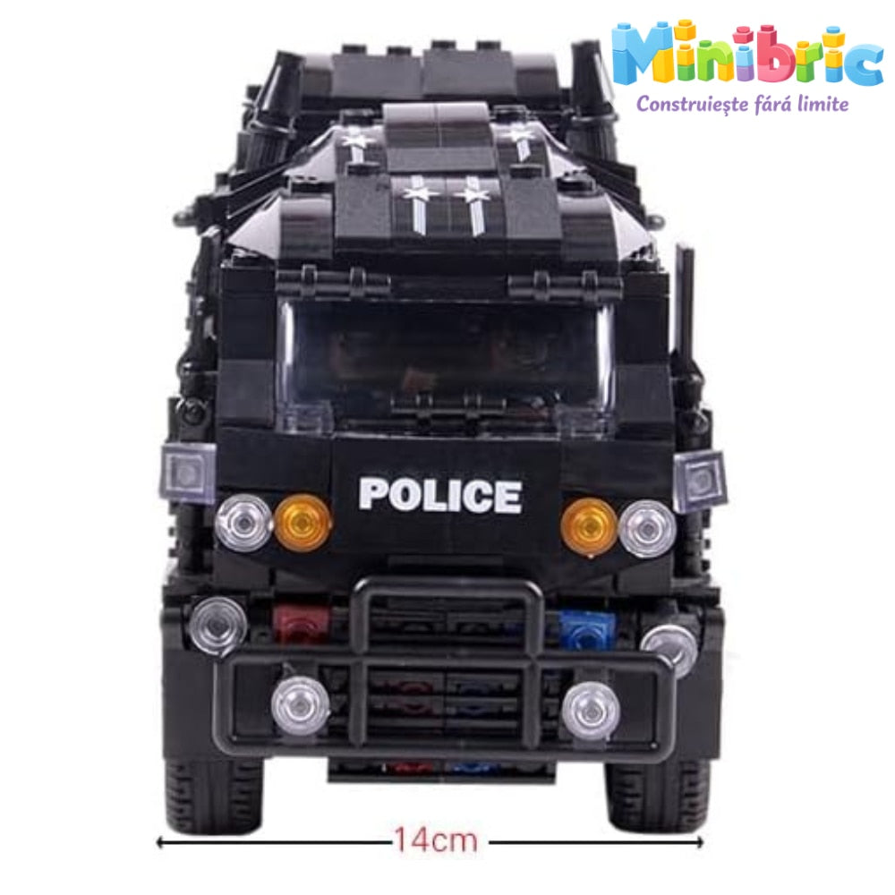 Set de Constructie cu Piese Tip Blocuri Constructie MiniBric Swat Defender Truck