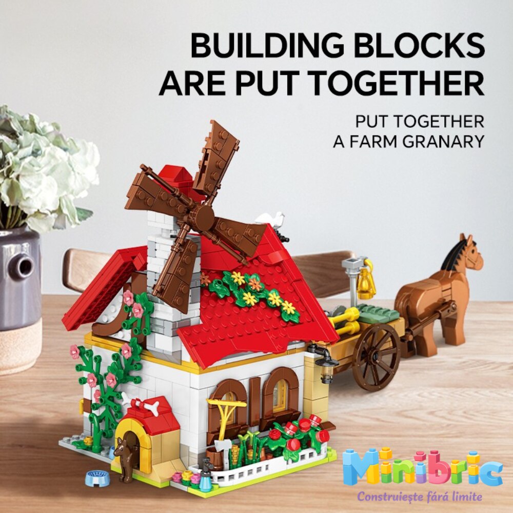 Set de Constructie cu Piese Tip Blocuri Constructie MiniBric The Granary