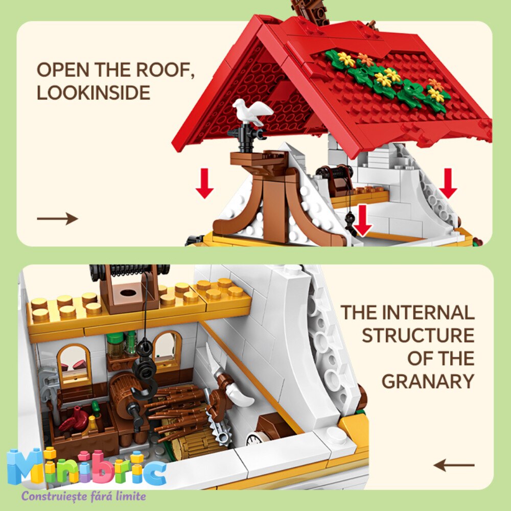 Set de Constructie cu Piese Tip Blocuri Constructie MiniBric The Granary