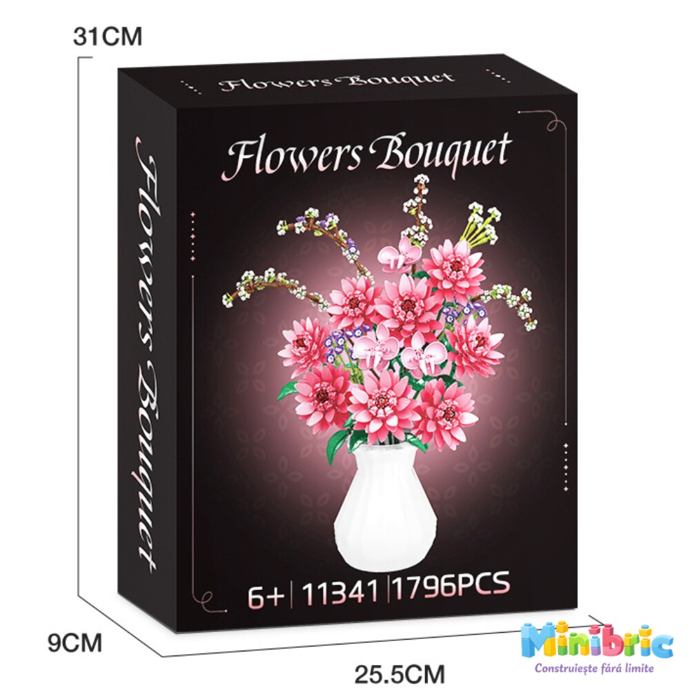 Set de Constructie cu Piese Tip Blocuri Constructie MiniBric Spring Dahlia Blossom