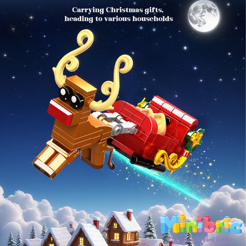 Set de Constructie cu Piese Tip Blocuri Constructie MiniBric Christmas Track Adventure