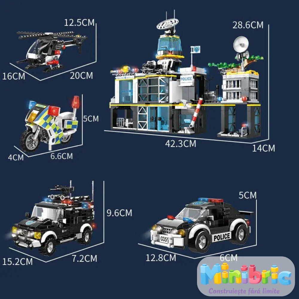 Set de Constructie cu Piese Tip Blocuri Constructie MiniBric Swat Police Station