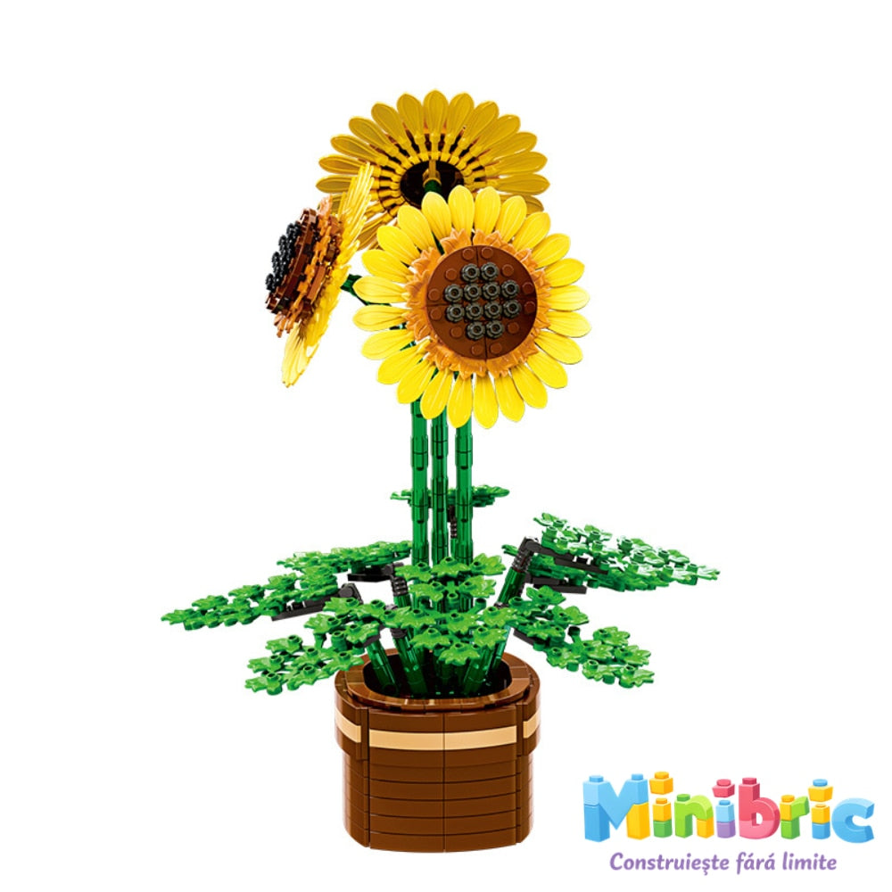 Set de Constructie cu Piese Tip Blocuri Constructie MiniBric Sun Flower